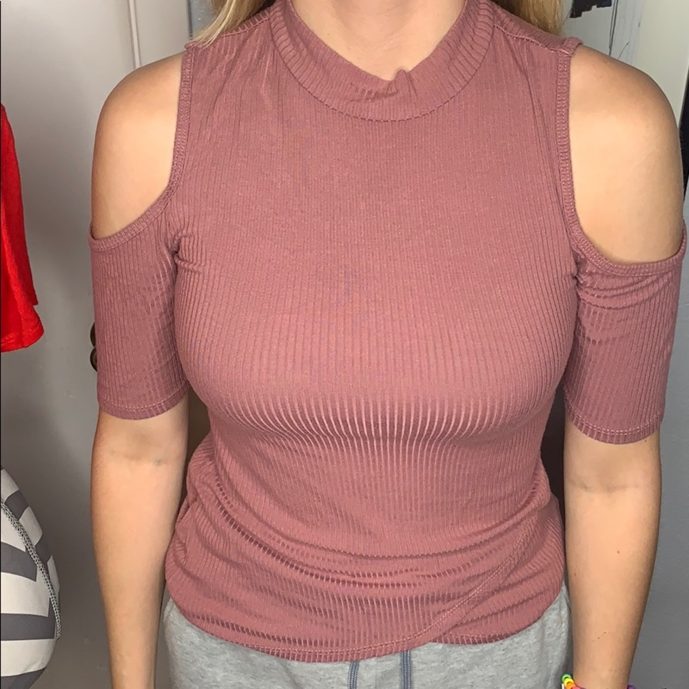 Dusty rose open-shoulder top